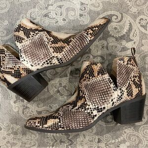 Journee Lola Snake Print Ankle Boots
